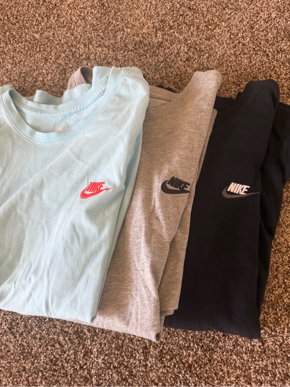Theee Nike Logo T-Shirt - Light Blue, Gray, Black